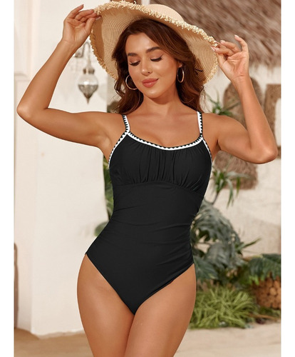 Traje De Baño Ajustado Plisado Para Barriga De Verano A La M