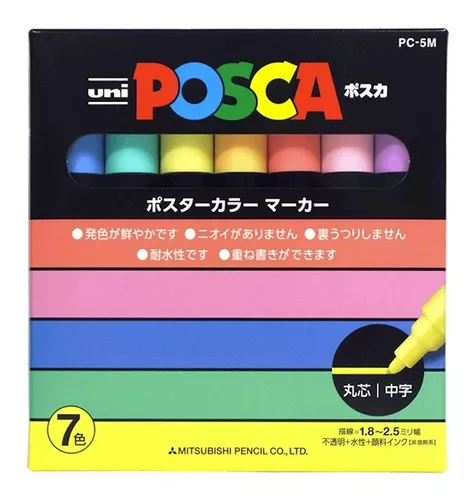 Set Marcadores Posca 1M 7 Colores Pasteles - PC 1M 7C