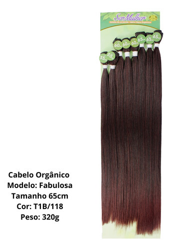 Cabelo Fibra Organica Liso Fabulosa Ser Mulher 320 Gramas Cor T1b/118