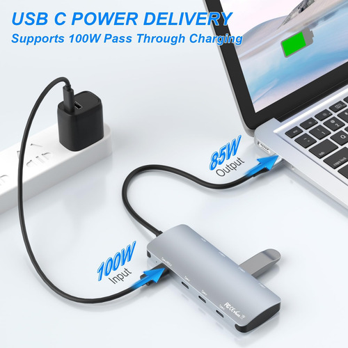 Hub Usb C 8 En 1 Adaptador Multipuerto Usb C De 10 Gbps Con
