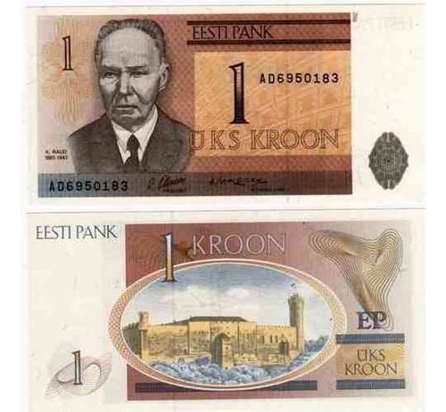 Billete De Estonia De 1 Kroon Año 1992 Sin Circular