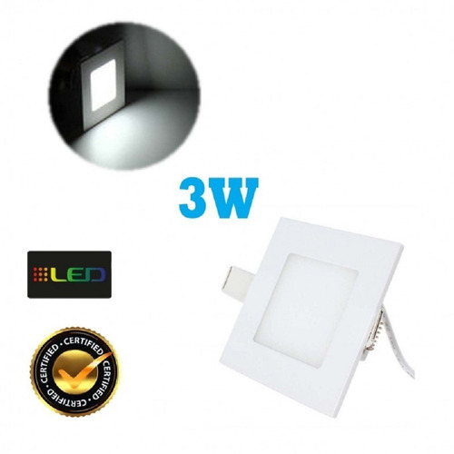 Panel Led De 3w Luz Blanca O Amarilla Empotrar Cuadrada