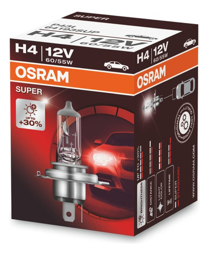 Bombillo H4 Osram Super 12v 55w 30% Mas Luz Made In Germany