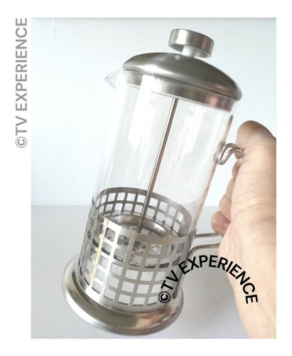 Imagen 2 de 7 de Cafetera-tetera Vidrio Émbolo - Acero Inox. 600 Ml