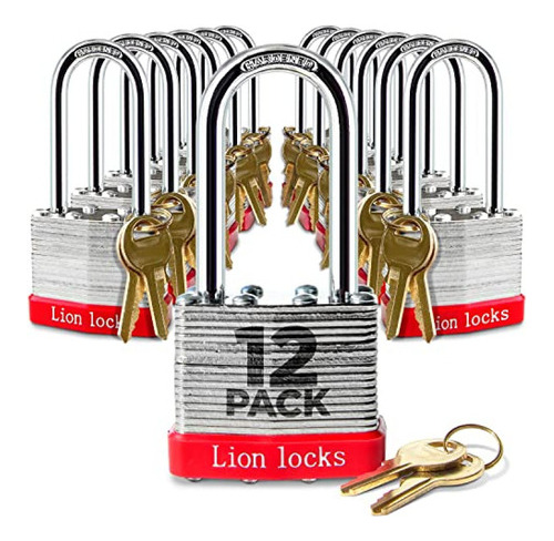 Lion Locks 12 Candados Con Llaves Iguales Con Grillete De 2