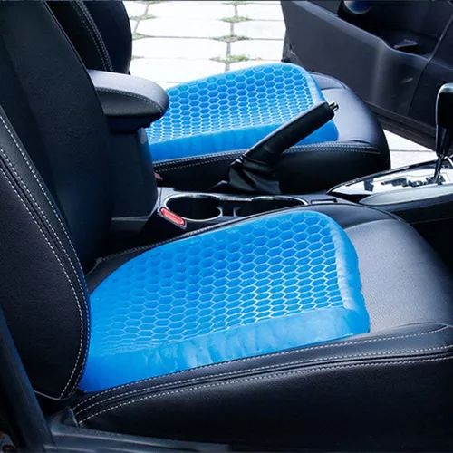 Asiento Cojín Gel Refrescante Auto Oficina + Funda Negra Lavable