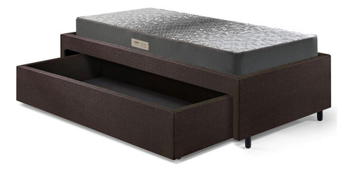 Base Box Cama Solteiro Sapateira Courino E Colchão Dualfirm