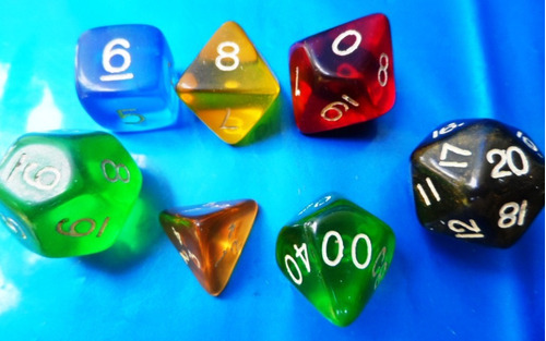 Dados De Rpg, Conjunto Com 7 Peças Novas, Cores Variadas