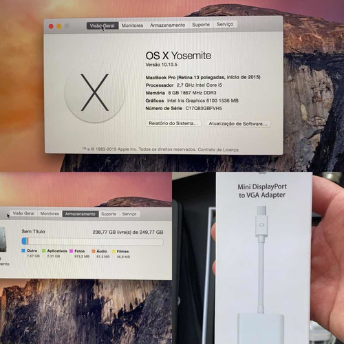 Macbook Pro 13 Early 2015 Retina - Apenas 109 Ciclos Bateria