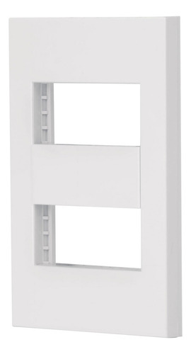 Placa 2 Módulos + Tapón Ciego, Línea Española, Color Blanco Blanco