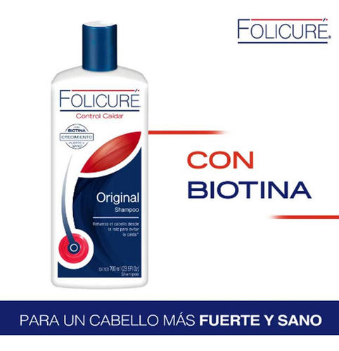 Folicure Shampoo Control Caída Con Biotina 700 Ml