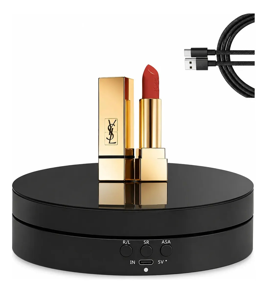 Expositor Giratório Elétrico Para Produtos 360° Fotos Vídeos E Vitrine Usb / Pilha Preto