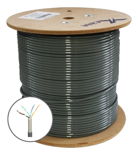 Bobina Cable Utp Cat 5e 305m Doble Forro Col. Cobre Exterior