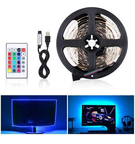 Tira Led Rgb 5050 Usb 3m + Control Tv Pc Gamer Deco Tik Tok