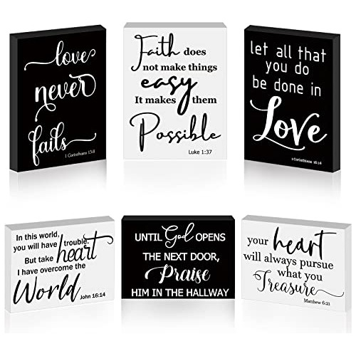 6 Pcs Biblia Versículo Mini Wood Signos Wooden Ser Tt24o