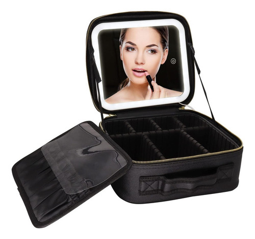 Bolsa De Maquiagem Com Espelho, Luz Led Destacável, Portátil