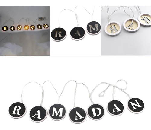 Led Eid Mubarak Cadena De Luz De Madera Con Ronda Mubarak
