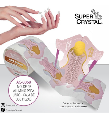 Molde Aluminio Para Uñas - Caja De 300 Piezas Super Crystal