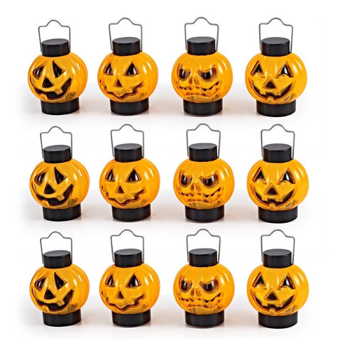 1 Docena De Linternas De Calabaza Iluminadas Para Hallo...