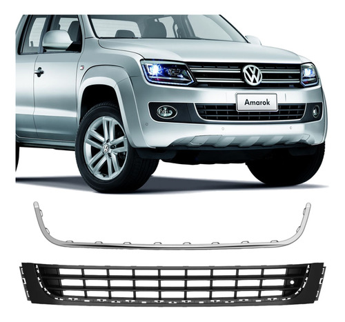 Grilla Central Paragolpe Amarok 2010 A 2016 Con Vira Cromada