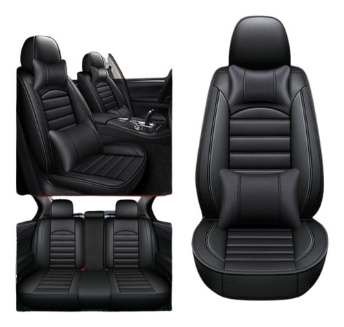 Funda Cubre Asiento Ecocuero Set 5 Asientos Color Negro