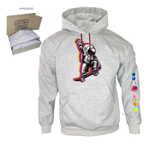 Imagen 3 de 10 de Buzo Hoodie Personalizado Saco Astronauta Planetas Unisex