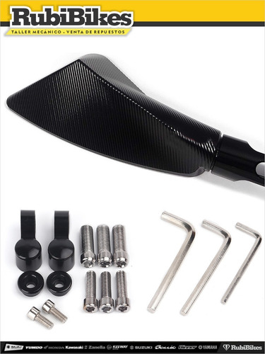 Imagen 4 de 7 de Espejos Para Moto Aluminio Cnc Brazo Largo Negro