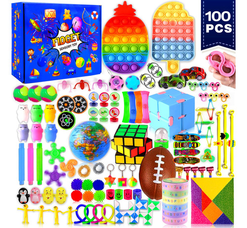 100 Pack Fidget Sensory Toy Party Favor Set Classroom Tre