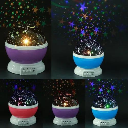 Luminária Projetor De Estrelas Cores Lua Abajour Usb