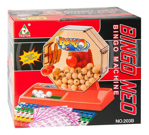 Juego Bingo Neo Balotera Pequeño 75 Números 6 Cartones 203b