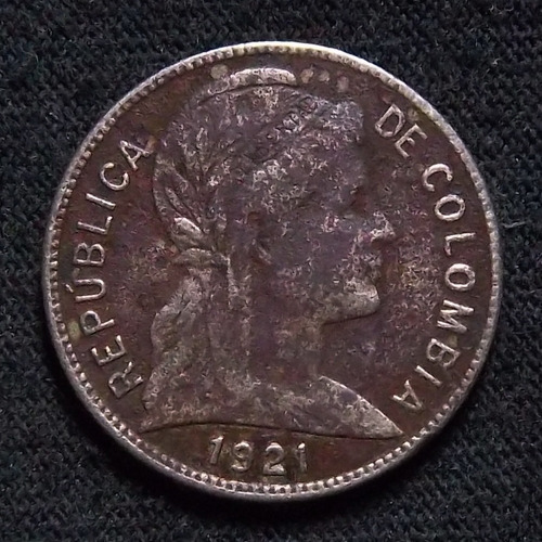 Colombia 2 Centavos 1921 Reg Km 198