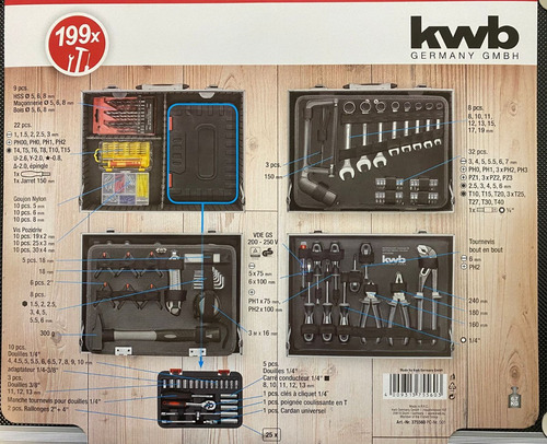 Set Juego De Brocas Dados Herramientas 199 Pcs Kwb 375560