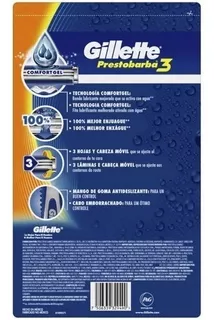 Gillette Prestobarba 3 Rastrillo Para Rasurar 3 Hojas 16 Pz