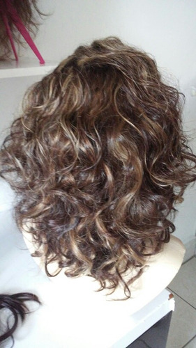 Peruca Cabelo Humano Cacheada Com Risca