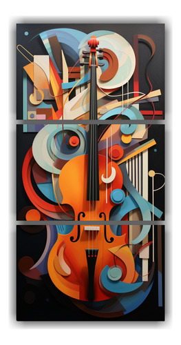 45x90cm Cuadro De Geometría Abstracta Y Notas Musicales