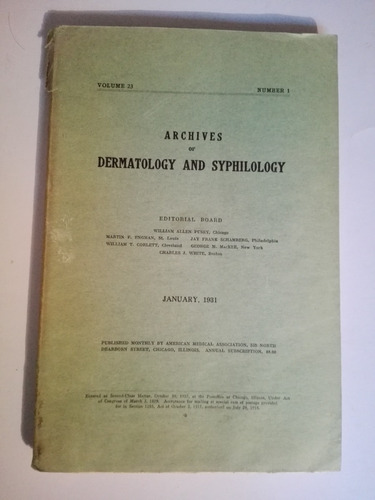 Archives Of Dermatology January 1931