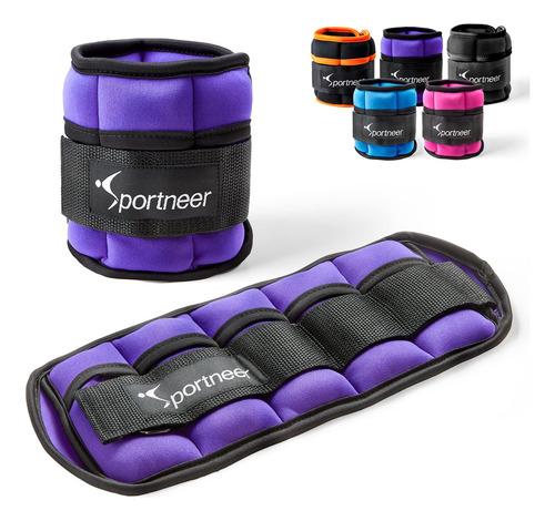 Tobilleras Deportivas Peso Ajustable Correa Velcro Violeta Violeta