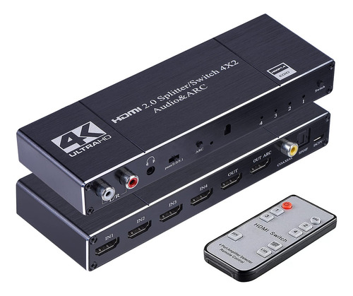 Divisor Interruptor Hdmi 4k 4 2 Salida Soporte Arc Audio L +