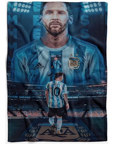 Frazada Futbol Argentina 10 Lio 155x210cm Calentita Mat Ind