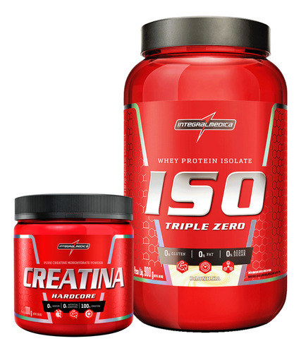 Whey Iso Triple Zero 900g + Creatina 300g Integral Médica Sabor Baunilha