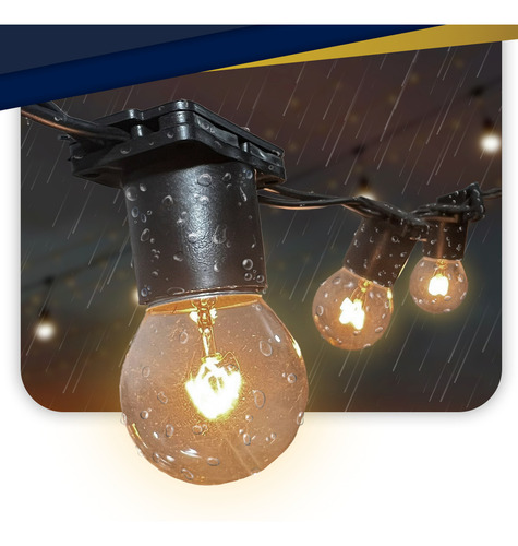 Varal De Luzes Festão 20 Mts Com 20 Lâmpadas Inclusas Luzes Preto 220v