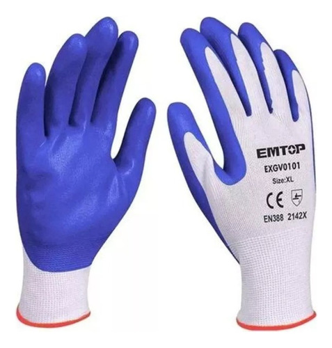 Guantes  De Poliéster Con Nitrilo  Para Mecanica  Emtop 