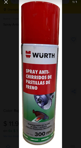 Spray Anti Chirridos De Pastillas De Freno Wurth