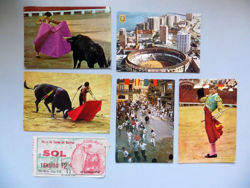 Colección 5 Tarjetas Postales Taurinas + 1 Entrada A Plaza 