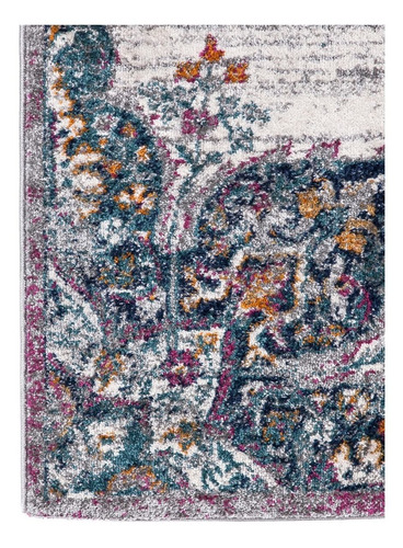 Alfombra Moderna Pelo Corto Gris Flor Central 290 X 200 Cm +
