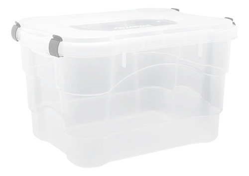 Organizador Multiuso 45 Litros Caixa Com Tampa Jaguar Cor Transparente