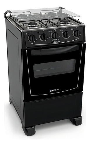Fogão 4 Bocas Atlas Coliseum Com Forno Autolimpante 1530003 Cor Preto
