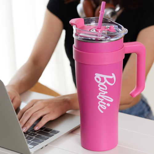 Copa De Acero De Miniso Barbie Collection Con Asa Y Paja Ml)