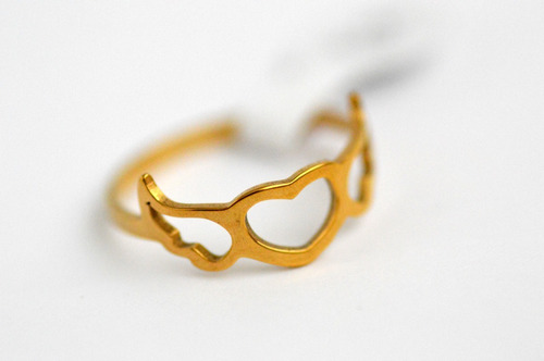 Anillo De Acero Inoxidable Corazón Dorado Talla 20