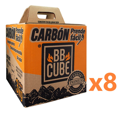 Bbcube Carbón Vegetal Prende Fácil 3 Kg (x8 Piezas - 24 Kg